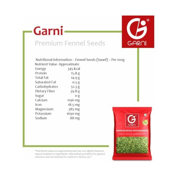 Garni Foods Fennel Seeds (Saunf) 100gm